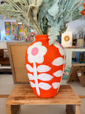 Extra Large Orange Floral Vase