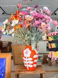 Extra Large Orange Floral Vase